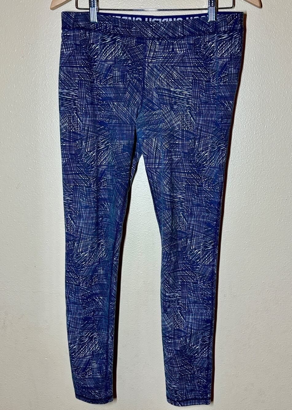 Under Armour Leggings Blue White AllSeasonGear Cotton Blend Yoga Gym Casual Wear